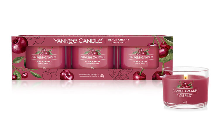 Yankee Candle Black Cherry doftljus set för harmonisk atmosfär.
